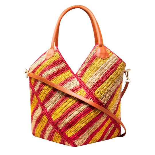 La Aventurera Striped Carry All, Red/Yellow/Orange