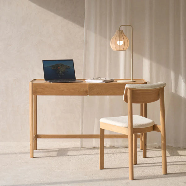 Nell Two Drawer Desk, Light Oak, 47.2"W x 17.7"D x 30.7"H