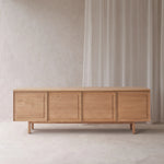 Yorke Media Cabinet, Light Oak, 78.75" W × 17.75" D × 28" H