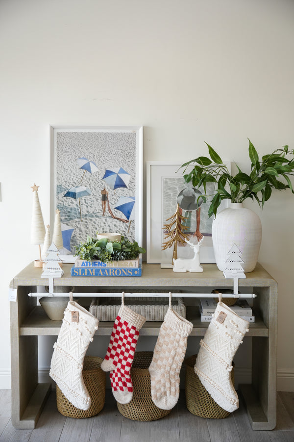 Pine Tree Stocking Holder, White, 45.25"