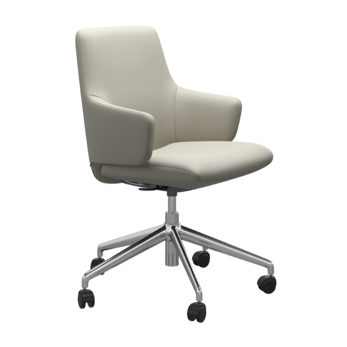 Laurel V2 Office Chair, Low Back with Arms, Paloma Light Grey/Polished