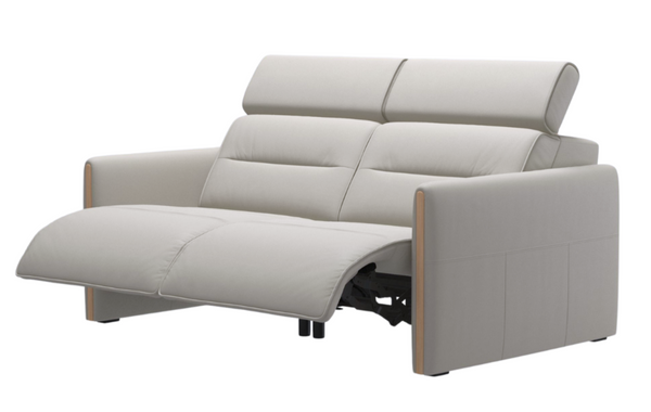 Stressless® Emily Loveseat v2 Wood 2s w/2 Power, Paloma Light Grey/Oak