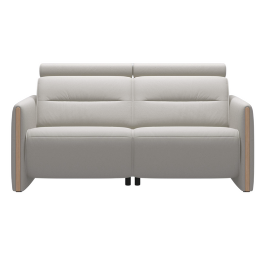 Stressless® Emily Loveseat v2 Wood 2s w/2 Power, Paloma Light Grey/Oak