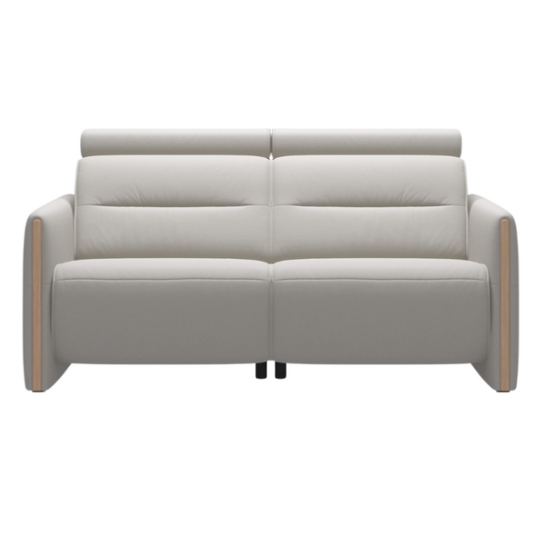 Stressless® Emily Loveseat v2 Wood 2s w/2 Power, Paloma Light Grey/Oak