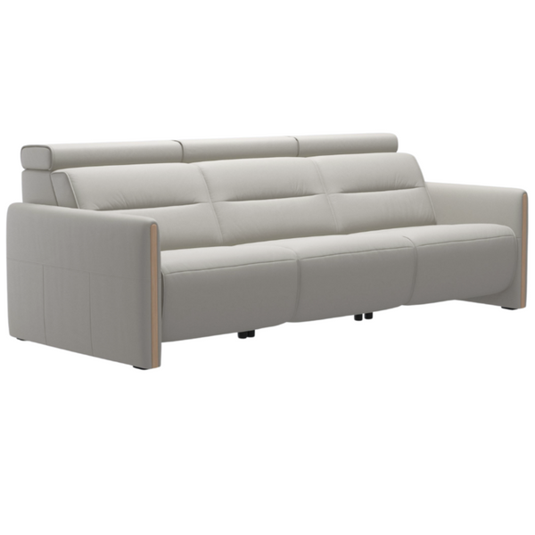 Stressless® Emily Sofa v2 Wood 3s w/3 Power, Paloma Light Grey/Oak