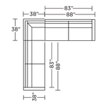 Carmet L Shape Sectional, Artemis Ecru Performance Fabric, 126" x 126"