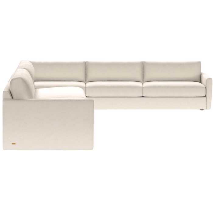 Carmet L Shape Sectional, Artemis Ecru Performance Fabric, 126" x 126"