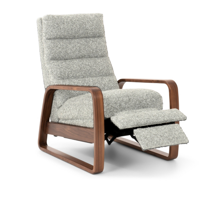 Elton Manual Recliner Chair, Iris Fossil Performance Fabric/Walnut