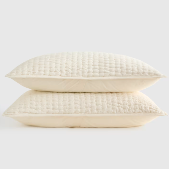 European Linen Cotton Stitch Quilt Collection - Ivory, 2 Sizes