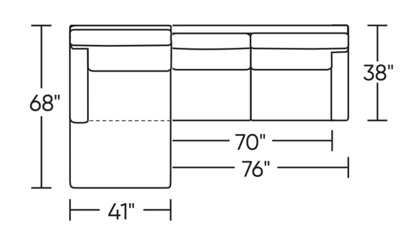 Carson LAF Chaise Sectional, Archer Sand Performance Fabric/Mink, 117"W x 68"D
