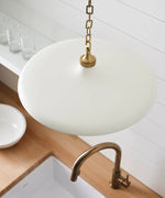 Piatto Medium 18"Dia Pendant, Plaster White/Hand-Rubbed Antique Brass