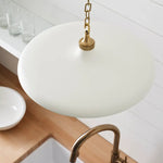 Piatto Medium 18"Dia Pendant, Plaster White/Hand-Rubbed Antique Brass