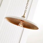 Piatto Medium 18"Dia Pendant, Plaster White/Hand-Rubbed Antique Brass