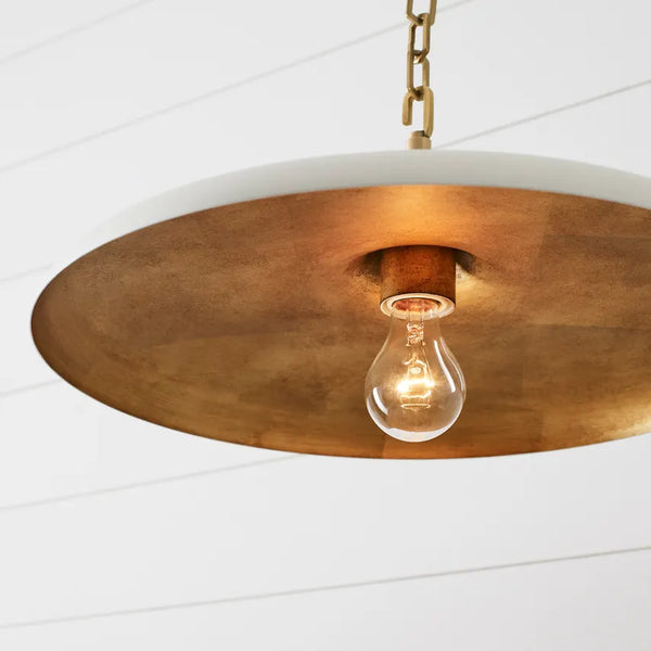 Piatto Medium 18"Dia Pendant, Plaster White/Hand-Rubbed Antique Brass