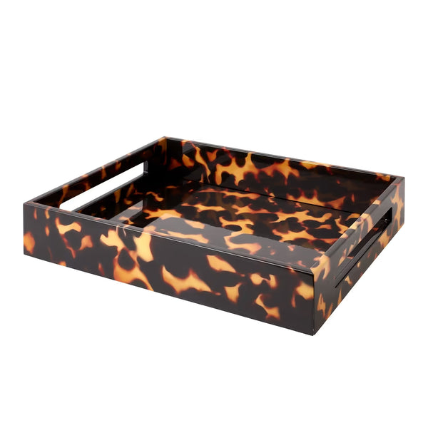 Faux Tortoiseshell Medium Lacquered Serving Tray