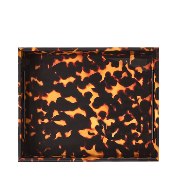 Faux Tortoiseshell Medium Lacquered Serving Tray