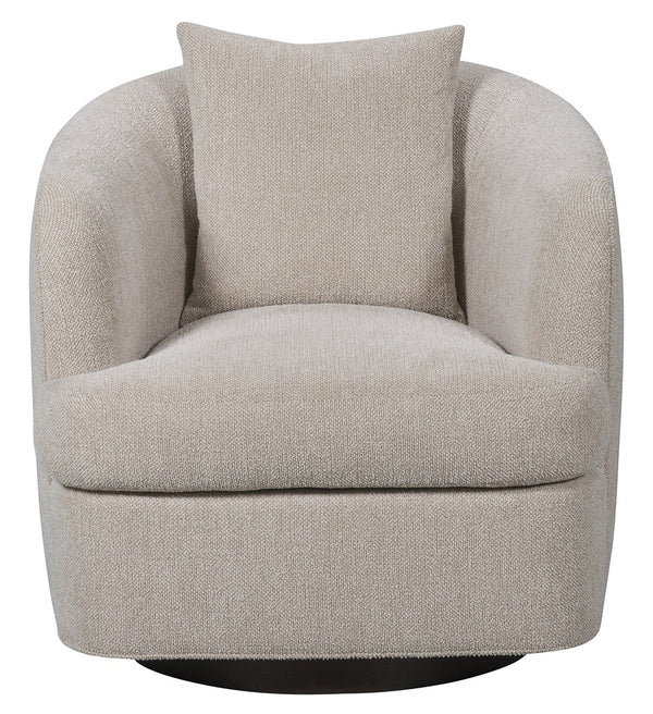 Ode Swivel Chair, Topper Oatmeal Performance Fabric