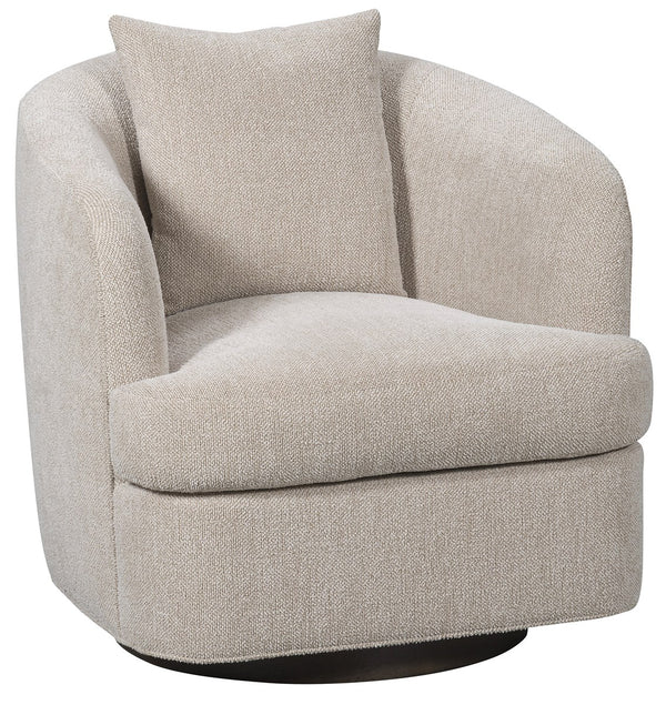 Ode Swivel Chair, Topper Oatmeal Performance Fabric