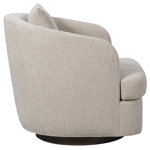 Ode Swivel Chair, Topper Oatmeal Performance Fabric