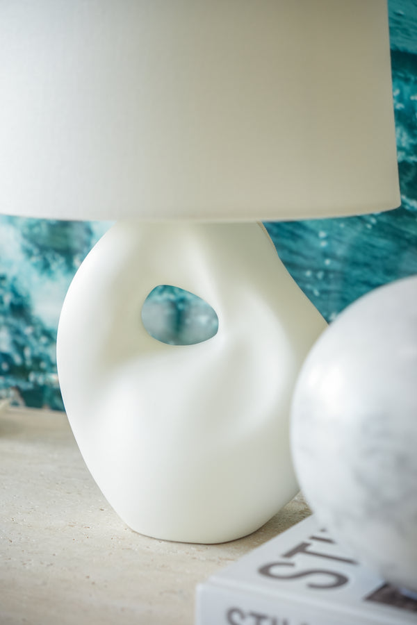 Adria 16" Table Lamp, Plaster White
