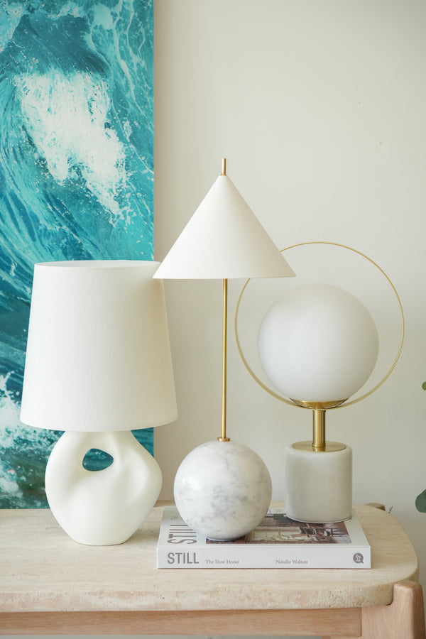 Adria 16" Table Lamp, Plaster White