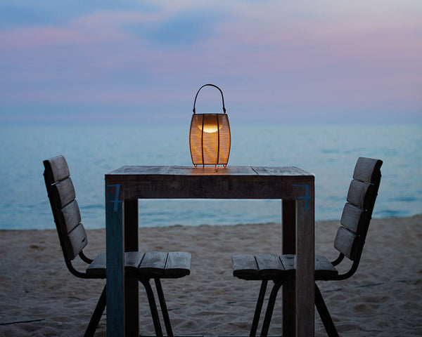Tanit Portable 11.5" Outdoor Lantern, Beige Shade