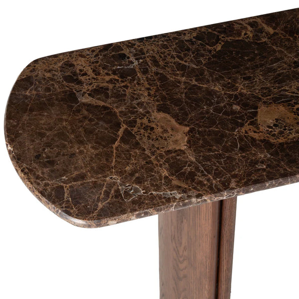 Tathra Console Table, Espresso, Dark Emperador, 59"W × 15.75"D × 29.5"H