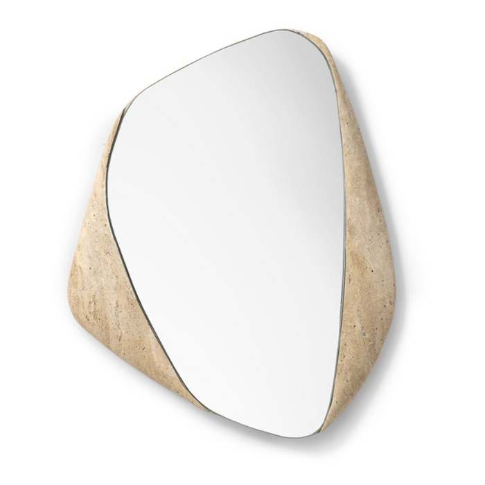Kira Travertine Mirror, Small, 19.5"W x 2"D x 23.5"H