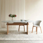 Kelly Dining Table, Light Oak with Marble Top, 94.49" W x 43.31"D