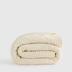 European Linen Cotton Stitch Quilt Collection - Ivory, 2 Sizes