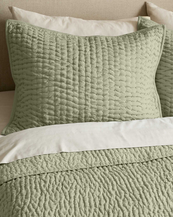 European Linen Cotton Stitch Quilt Collection - Willowleaf, 2 Sizes