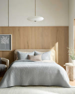 European Linen Cotton Stitch Quilt Collection - Mist, 2 Sizes