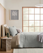 European Linen Cotton Stitch Quilt Collection - Mist, 2 Sizes