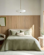 European Linen Cotton Stitch Quilt Collection - Willowleaf, 2 Sizes