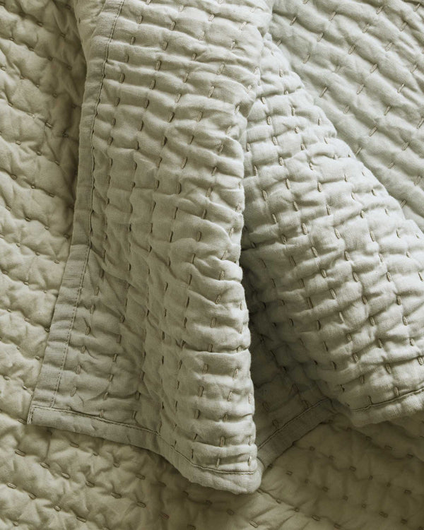 European Linen Cotton Stitch Quilt Collection - Willowleaf, 2 Sizes
