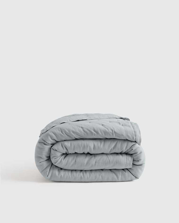 European Linen Cotton Stitch Quilt Collection - Mist, 2 Sizes