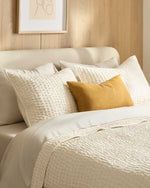 European Linen Cotton Stitch Quilt Collection - Ivory, 2 Sizes