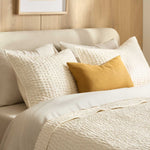 European Linen Cotton Stitch Quilt Collection - Ivory, 2 Sizes