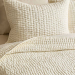 European Linen Cotton Stitch Quilt Collection - Ivory, 2 Sizes