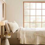 European Linen Cotton Stitch Quilt Collection - Ivory, 2 Sizes