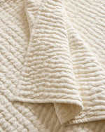 European Linen Cotton Stitch Quilt Collection - Ivory, 2 Sizes
