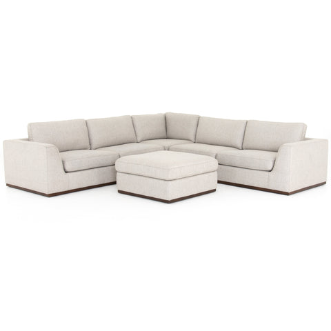 Colt 3-Piece Sectional w/ Ottoman, Aldred Silver, 120"