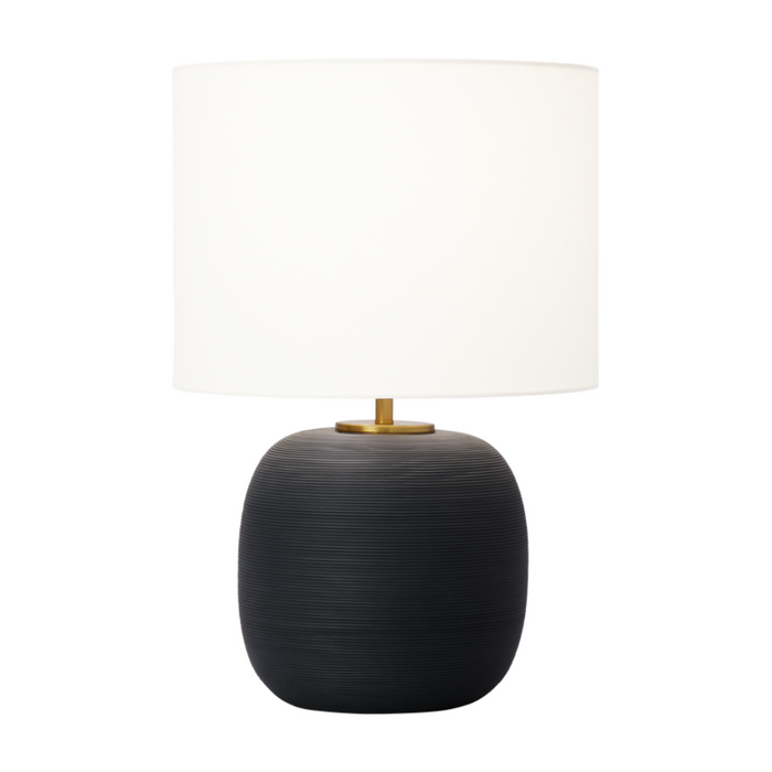 Fanny Wide Table Lamp, Rough Black Ceramic