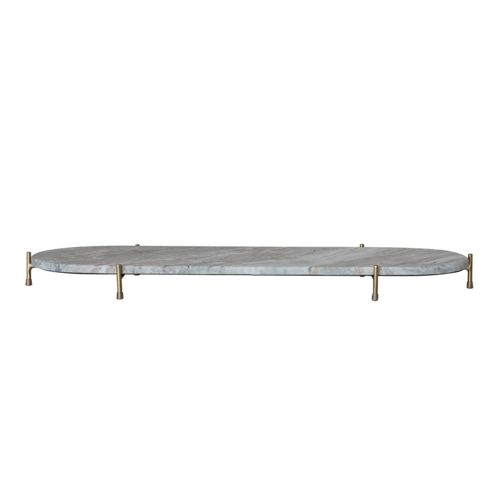 Oval Decorative Marble Tray with Stand, 32"W