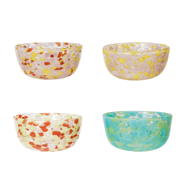 Confetti Glass Bowl, Multi Color, 4 Styles