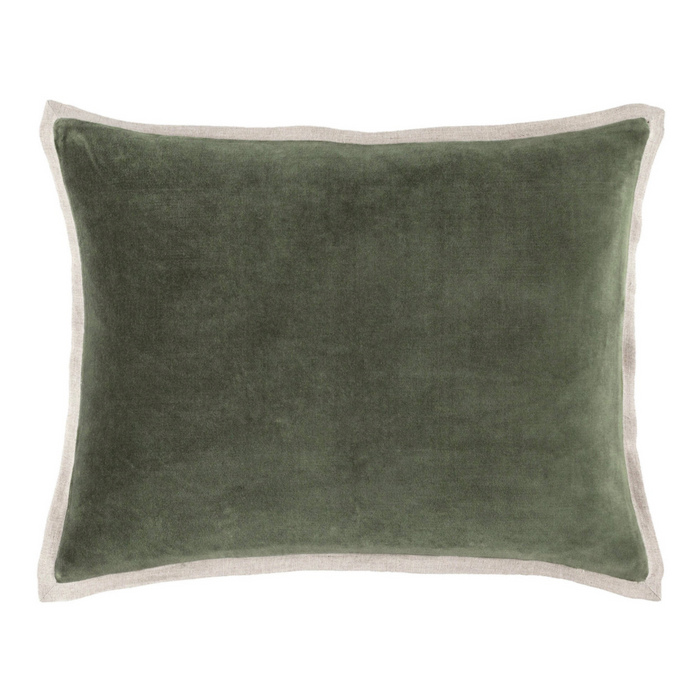 Gehry Velvet/Linen Decorative Pillow, Sage, 16" Lumbar