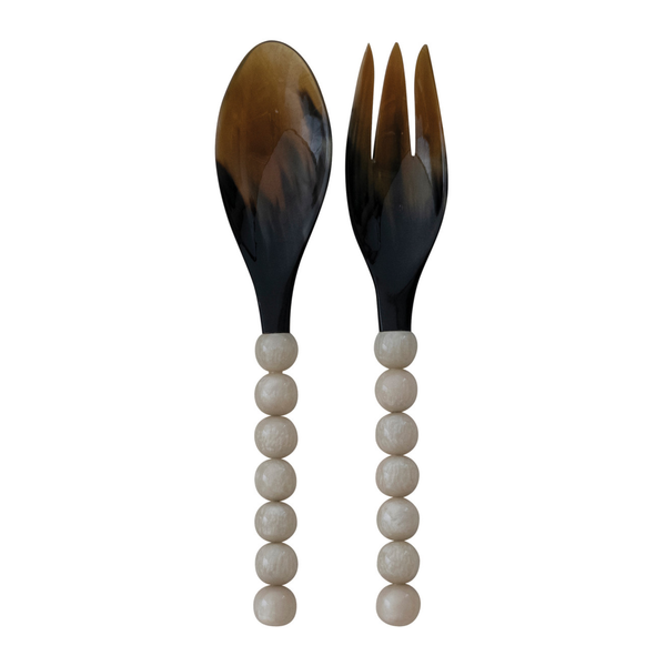 Natural Horn Salad Servers, S/2