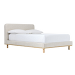 Romi Upholstered Twin Bed, Cerused White on Oak Twill Sand