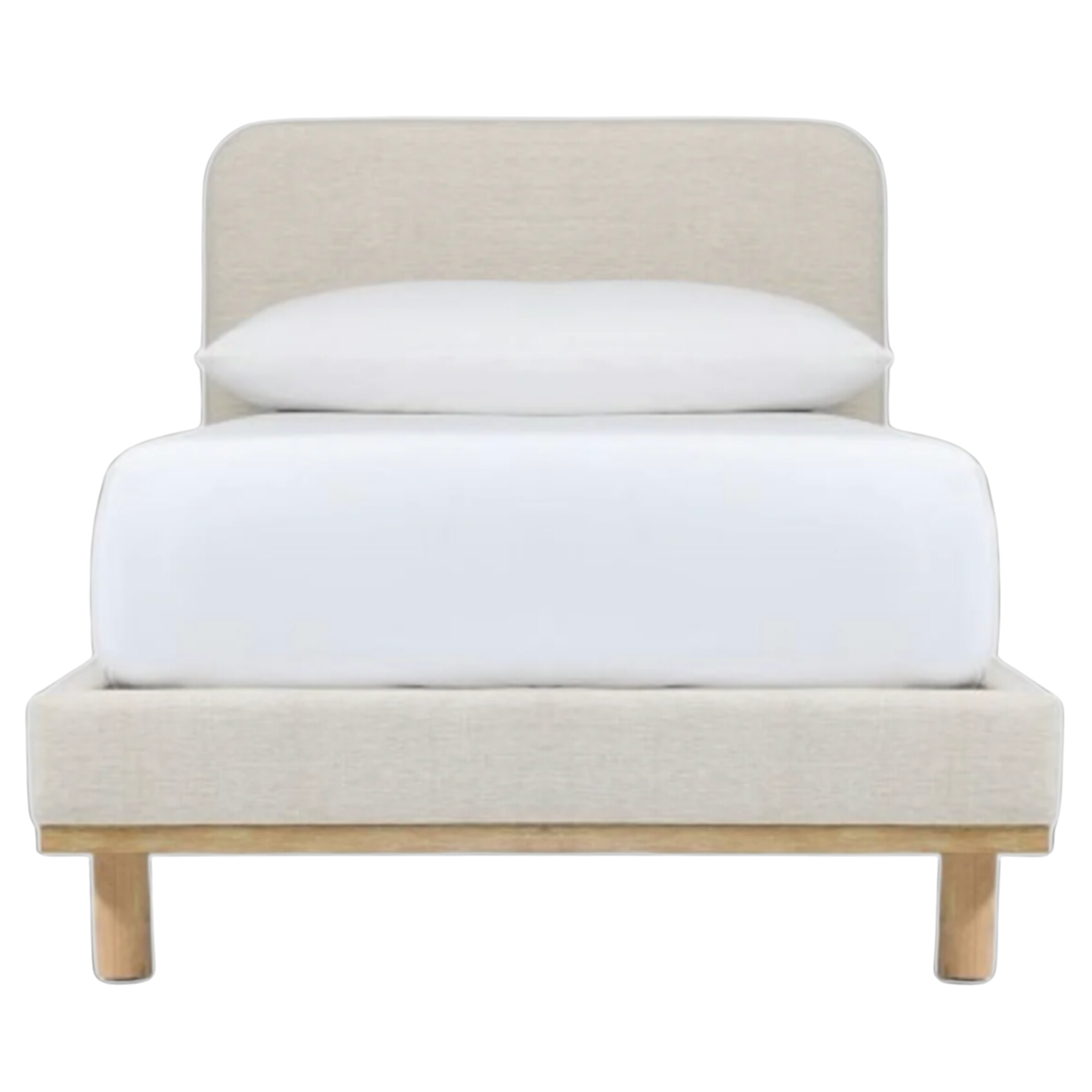 Romi Upholstered Twin Bed, Cerused White on Oak Twill Sand