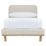 Romi Upholstered Twin Bed, Cerused White on Oak Twill Sand